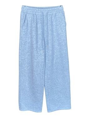 High Rise Wide Leg Lounge Pants Heather Gray Elastic Waist Drawstring SZ Small
